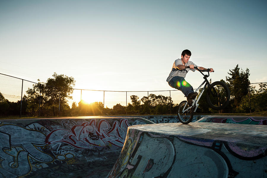 Palo Alto Photograph - Bmx Biker Rides In A Skate Park by Jason Peters
