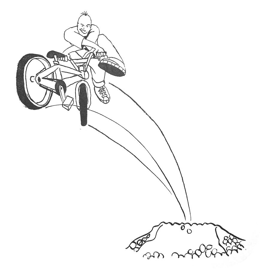 BMX dirt jump Drawing by Mike Jory