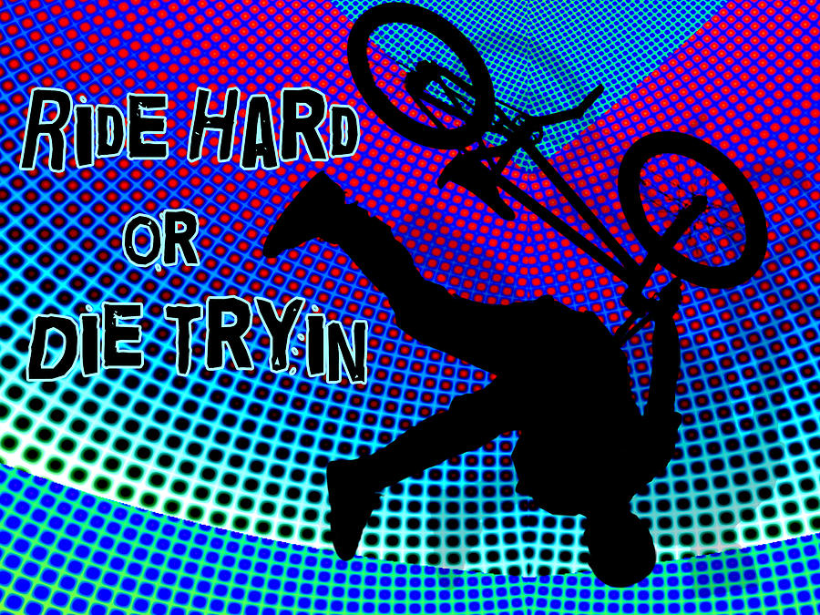 BMX Fractal Movie Marquee Ride Hard or Die Tryin Painting by Elaine Plesser