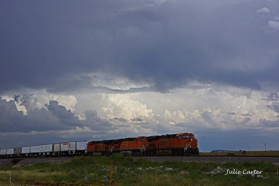 BNSF Train Storm Clouds Photograph by Julie Carter