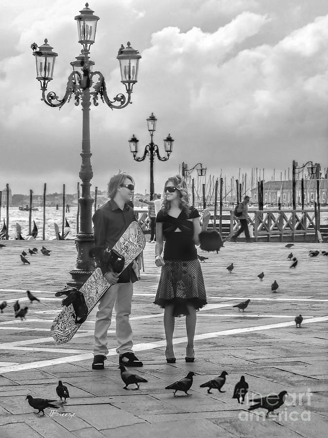 Board in Venice.Italy.BW Photograph by Jennie Breeze