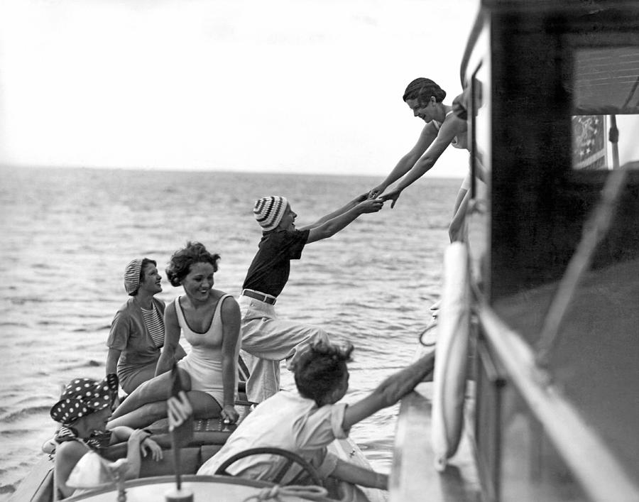 Boarding A Fishing Cruiser Photograph by Underwood Archives
