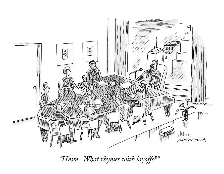 Boardroom With Boss Speaking At Piano Shaped Drawing by Mick Stevens Boardroom With Boss Speaking At Piano Shaped Drawing by Mick Stevens