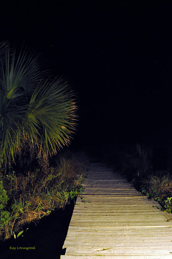 Boardwalk at Night Photograph by Kay Lovingood