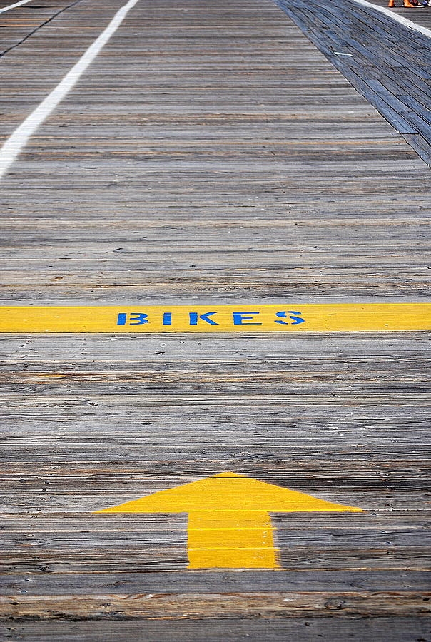 Bicycle Photograph - Boardwalk Biking by Mary Beth Landis