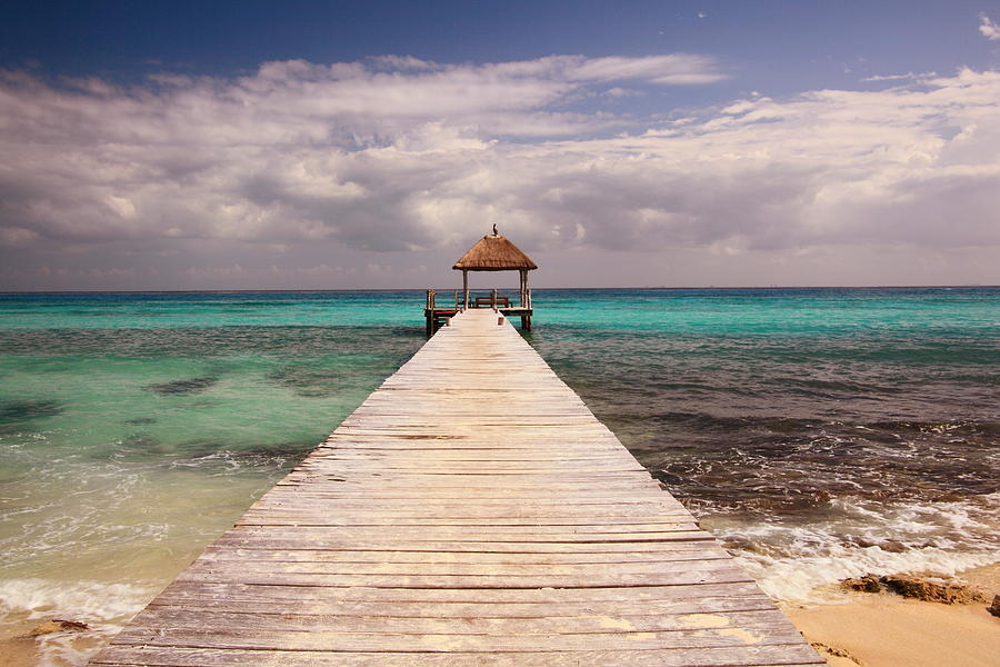 Boardwalk dock and Caribbean Sea Photograph by Roupen Baker