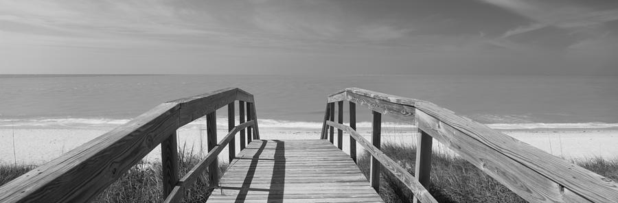 Black And White Photograph - Boardwalk On The Beach, Gasparilla by Panoramic Images