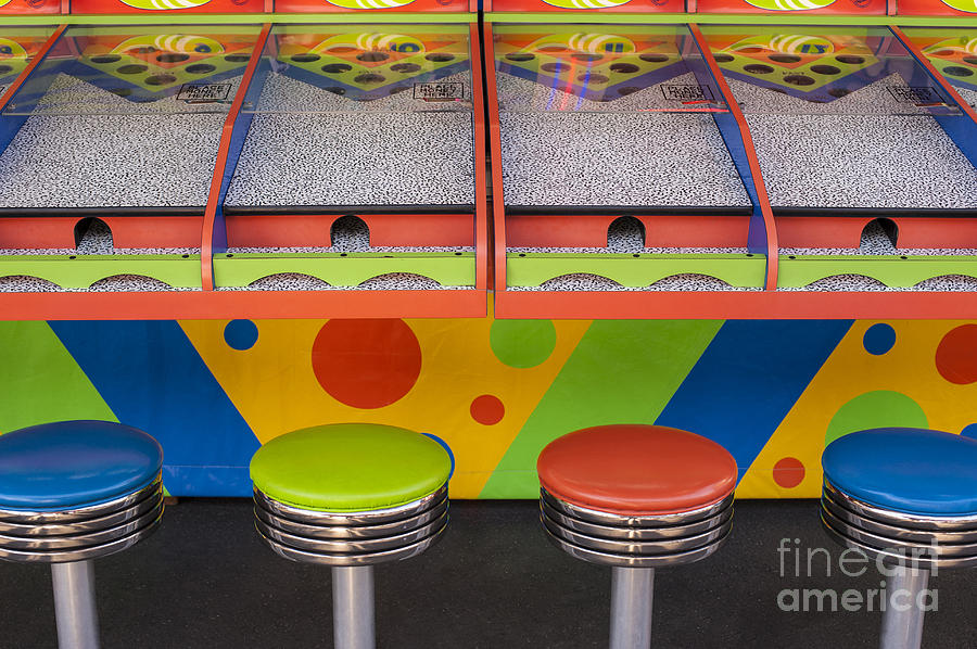 Boardwalk with games at Evergreen State Fair Photograph by Jim Corwin
