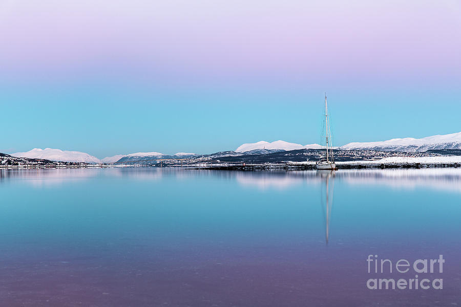 Boat At A Fjord At Dawn Near Tromsø Photograph by Daniel Osterkamp