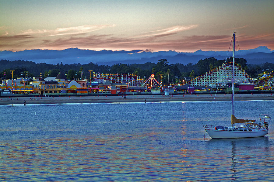 Boat at Dusk Santa Cruz Boardwalk Photograph by SC Heffner