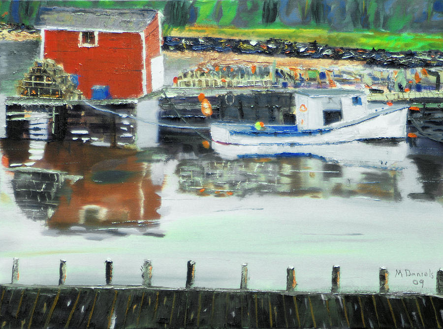 Boat at Louisburg NS Painting by Michael Daniels