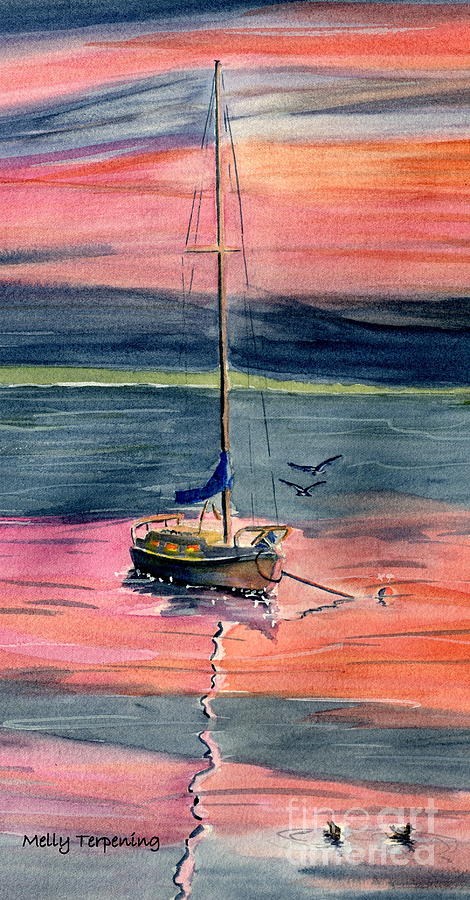 Boat at Skaneateles Lake  Painting by Melly Terpening