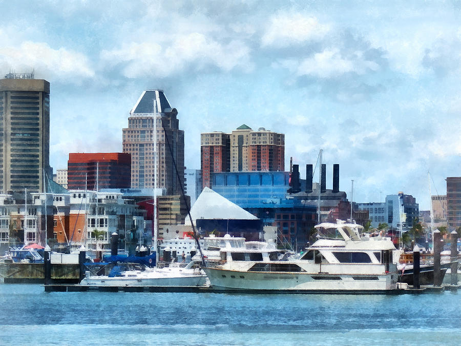 Boat - Baltimore Skyline and Harbor Photograph by Susan Savad