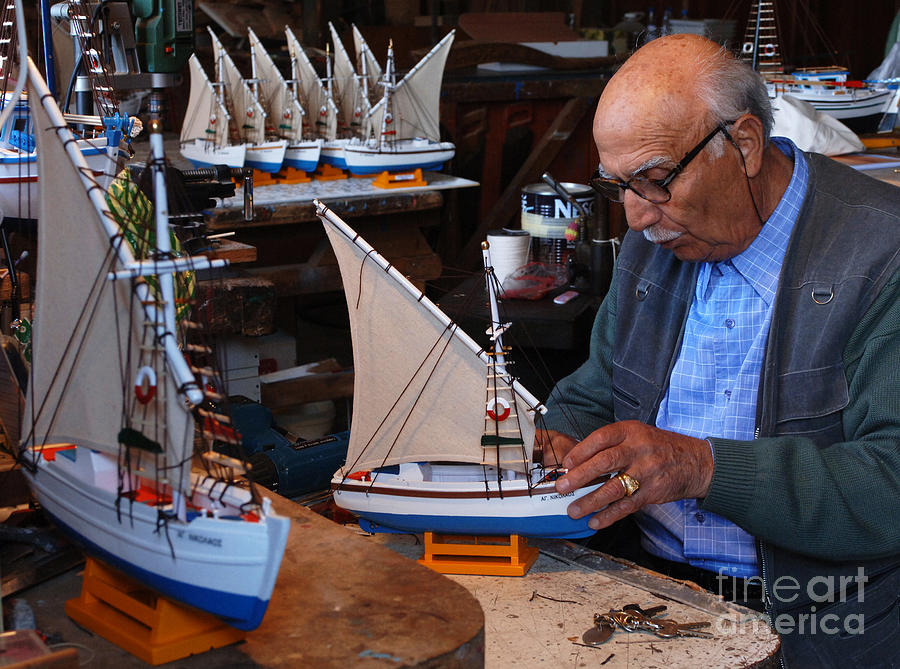 Boat Builder of Mykonos Photograph by Bob Christopher