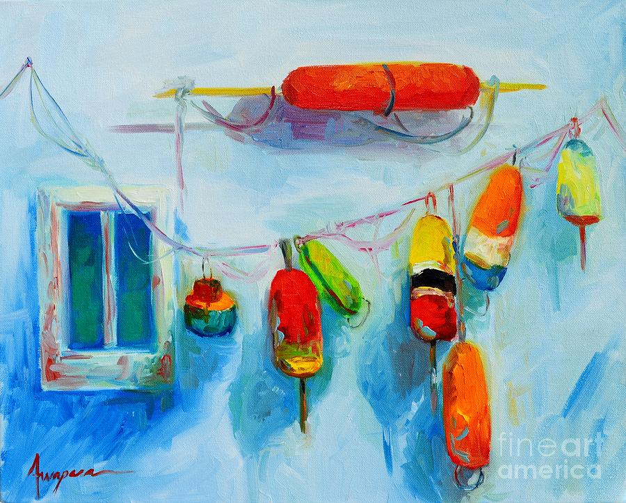 Colorful Buoys 2 Painting by Patricia Awapara
