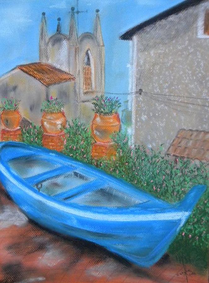 Boat Front Of The House Sicily Painting