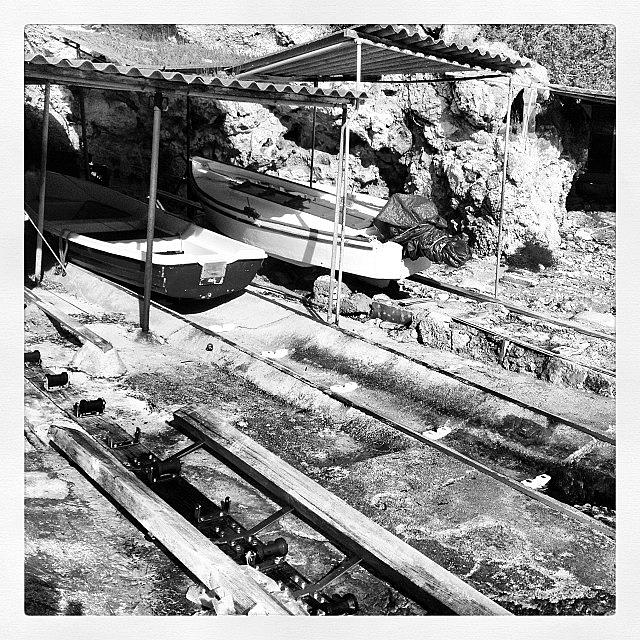 Boat Photograph - #boat #house #mallorca #spain. #bnw by Balearic Discovery