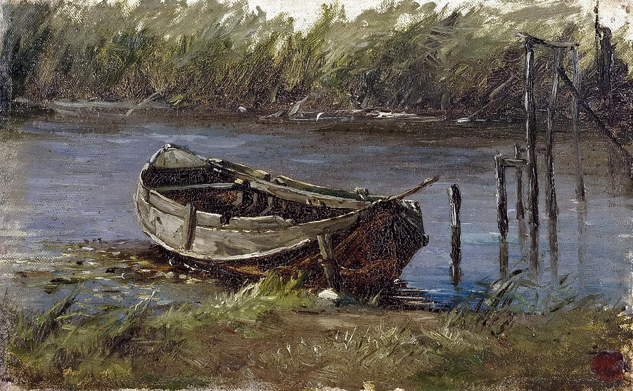 Boat in a Lake Painting by Carlos de Haes