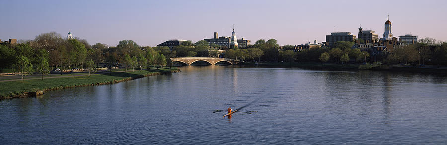 Architecture Photograph - Boat In A River, Charles River, Boston by Panoramic Images