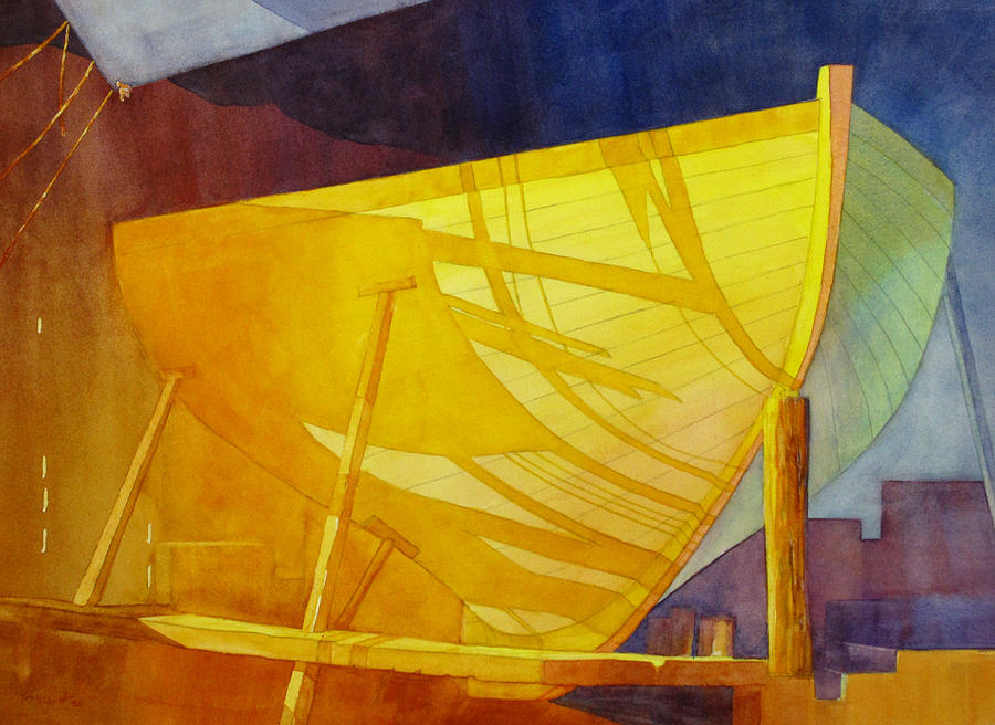 Boat in Drydock Painting by George Harth