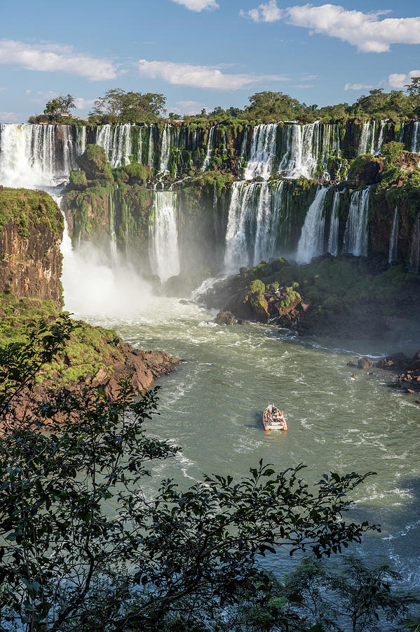 Boat In Front Of Iguazu Falls Photograph by Vitor Marigo Boat In Front Of Iguazu Falls Photograph by Vitor Marigo