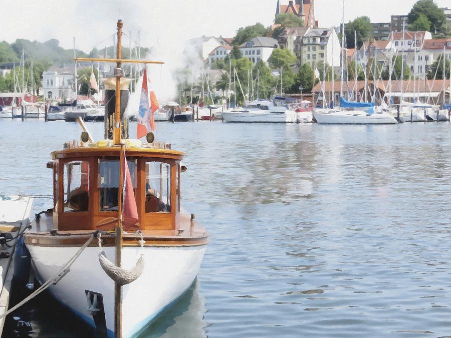 Boat Painting - Boat In The Harbour by Janos Szijarto Boat Painting - Boat In The Harbour by Janos Szijarto