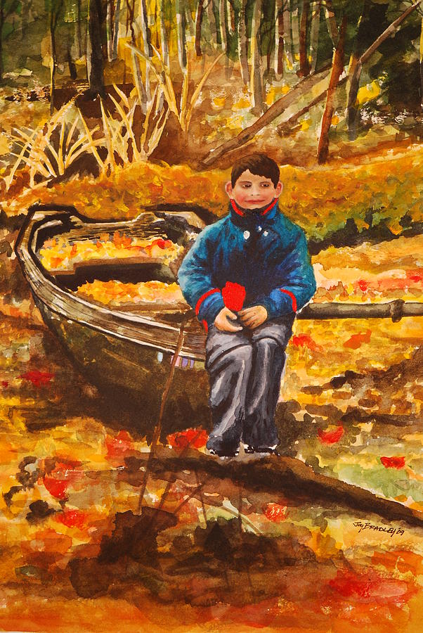 Tree Painting - Boat In The Woods by Joy Bradley
