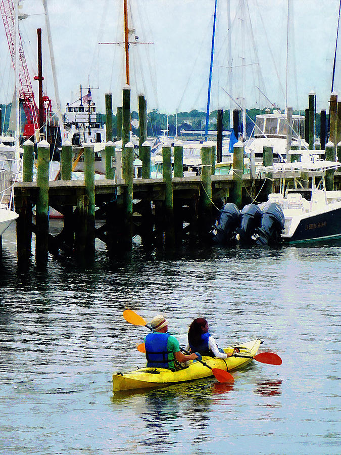 Boat Photograph - Boat - Kayaking in Newport RI by Susan Savad