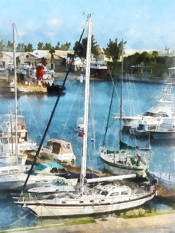 Boat Photograph - Boat - Kings Wharf Bermuda by Susan Savad