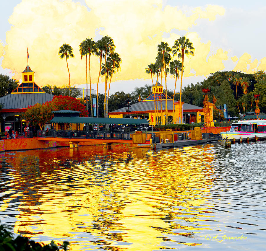Boat Landing and Lagoon EPCOT Walt Disney World Digital Art by A Macarthur Gurmankin