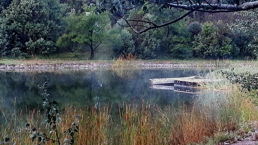 Boat Photograph - Boat on a Foggy Mountain Lake by Sheryl Rae