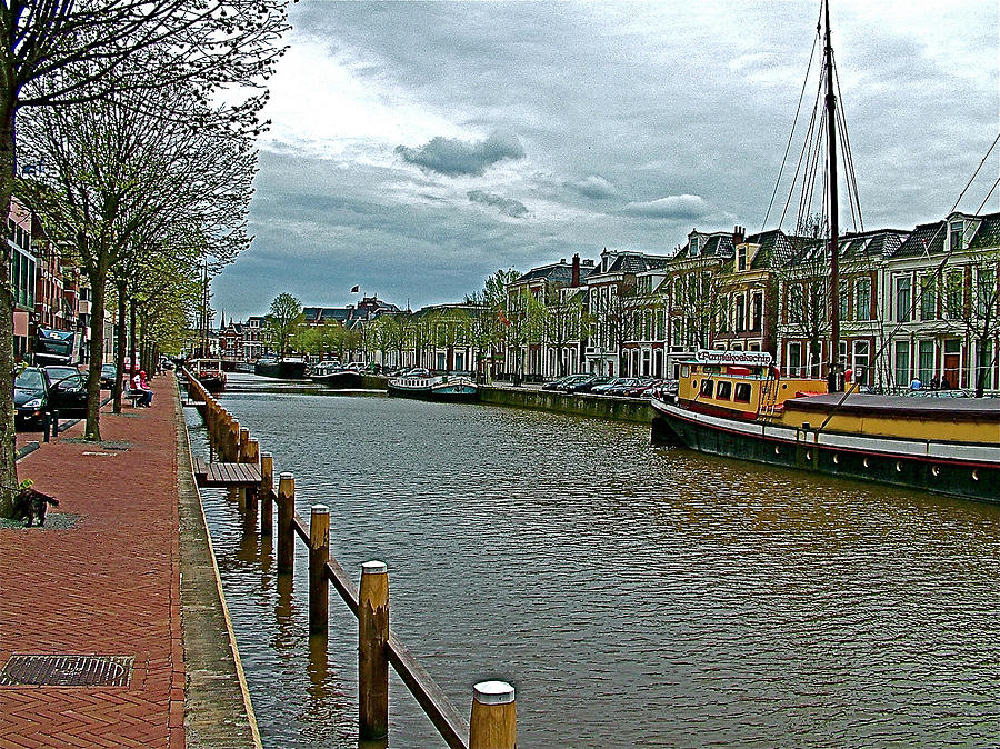 Boat on Canal in Leeuwarden-Netherlands Photograph by Ruth Hager