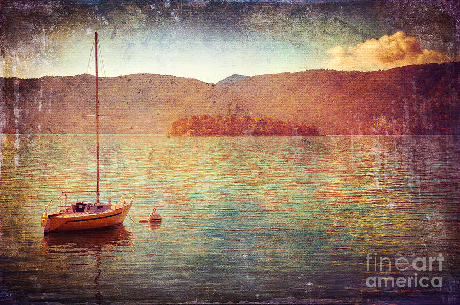 Vintage Photograph - Boat on Lake Maggiore by Silvia Ganora