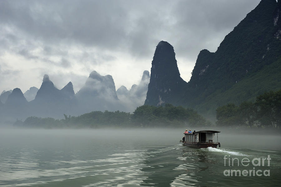 Boat On Li River, China Photograph by John Shaw
