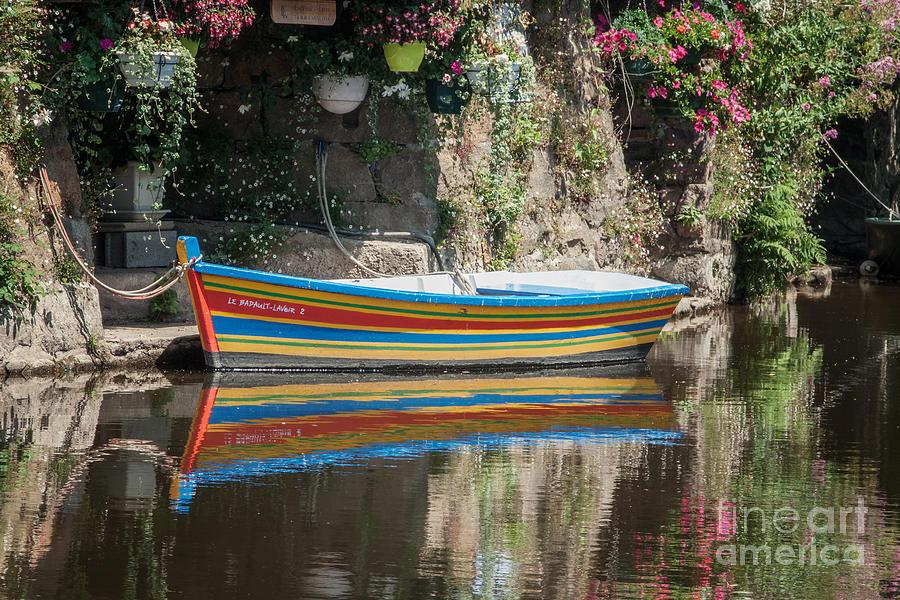 Boat on the River Trieux in Pontrieux France Photograph by Ann Garrett