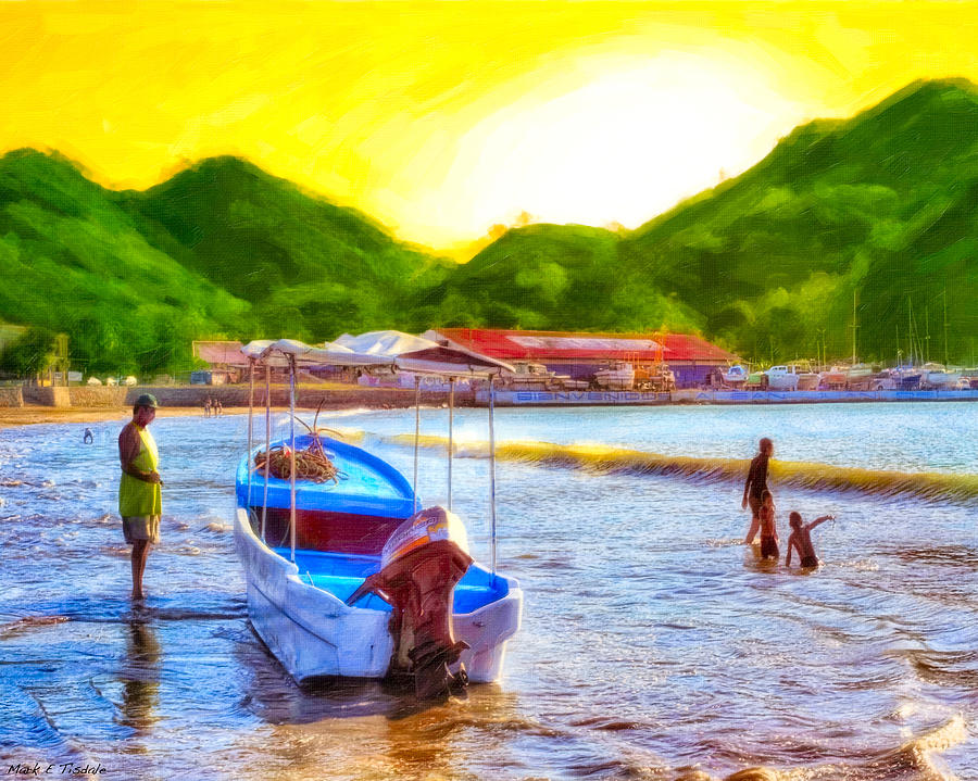 Boat Painter On A Tropical Beach - Nicaragua Photograph by Mark Tisdale