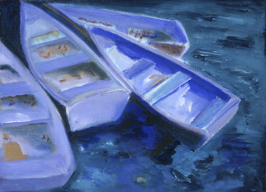 Moored Rowing Boats Art Print Painting by Barbara J Hart