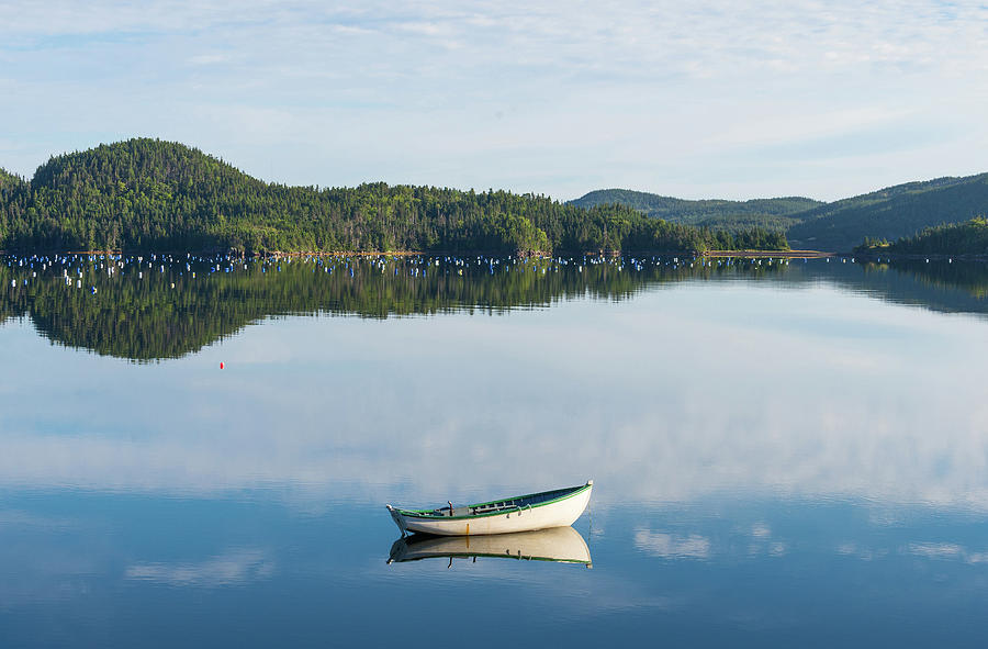 Boat Reflection And Buoys On A Mussel Photograph by Panoramic Images