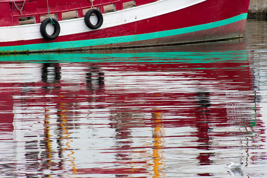 Boat Photograph - Boat Reflections Honfleur by CJ Middendorf