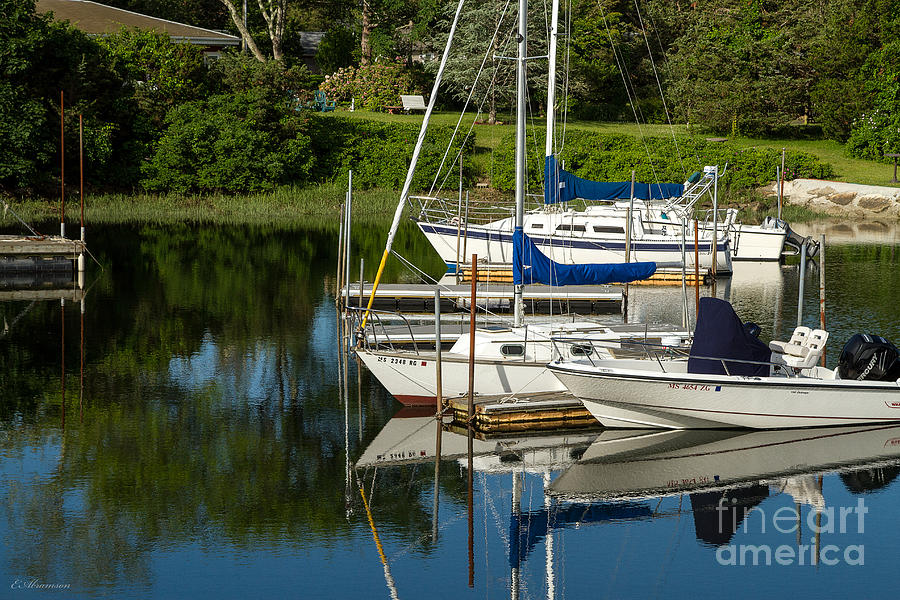 Boat Reflections in Cape Cod Hen Cove Photograph by Eleanor Abramson