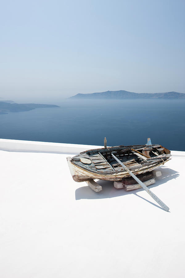 Boat, Thira, Santorini, Greece Photograph by David Clapp
