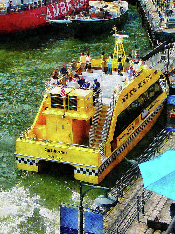Boat - Water Taxi at South Street Seaport Photograph by Susan Savad