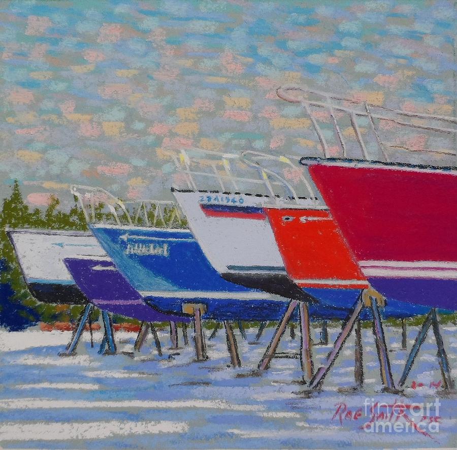 Boat yard in Spring Pastel by Rae  Smith PSC