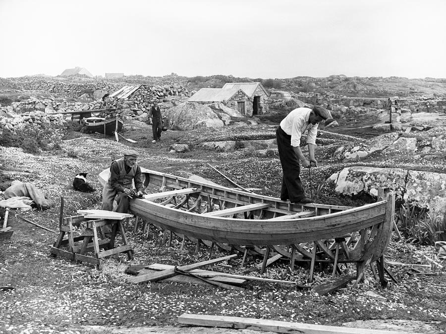 Landscape Photograph - Boatbuilding in Connemara by Irish Photo Archive