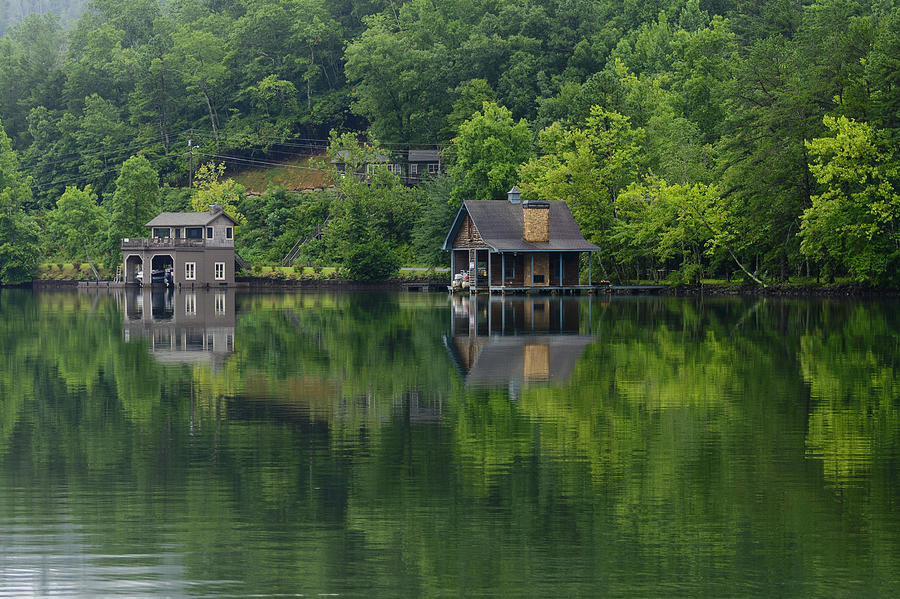 Nature Photograph - Boathouse on Lake Burton 2013 2 by Steve Samples