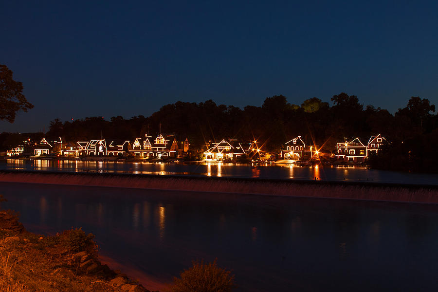Boathouse Row before dawn Photograph by Michael Porchik