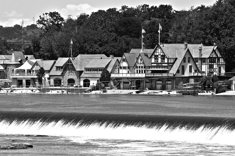 Boathouse Row - BW Photograph by Lou Ford