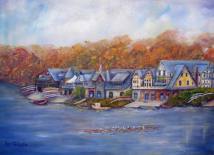 Boathouse Row In Philadelphia Painting by Loretta Luglio