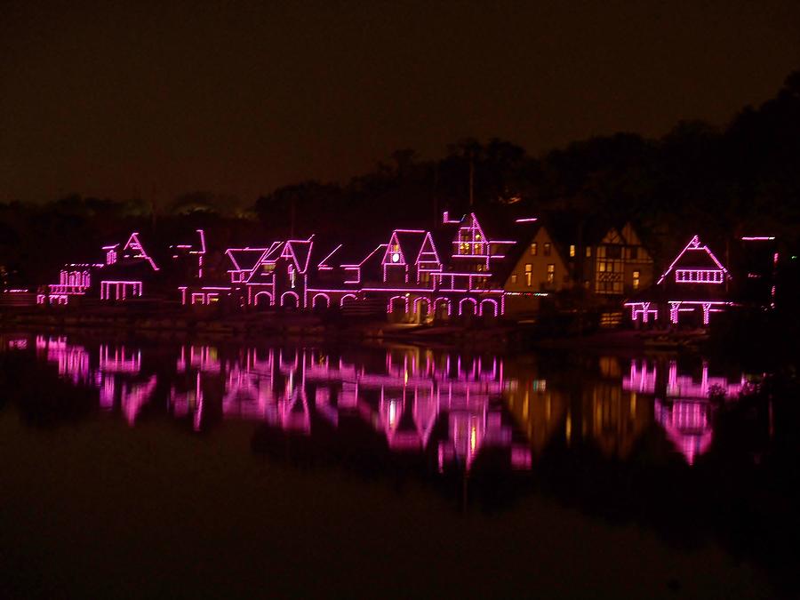 Boathouse Row in Pink Photograph by Ed Sweeney