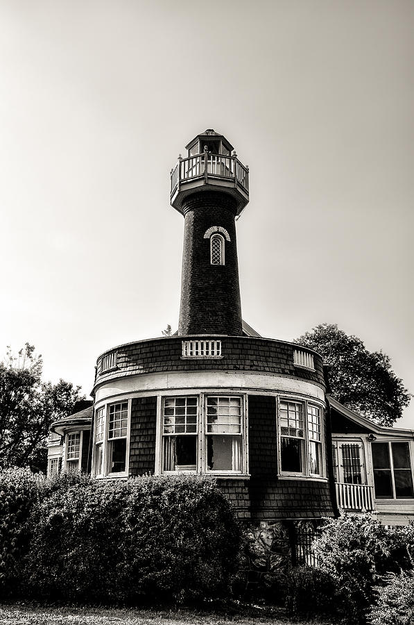Boathouse Row - Turtle Rock Lighthouse in Black and White Photograph by Bill Cannon